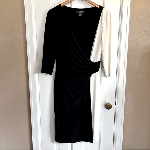 Black & White Ralph Lauren two tone dress 10 - Picture 1 of 7